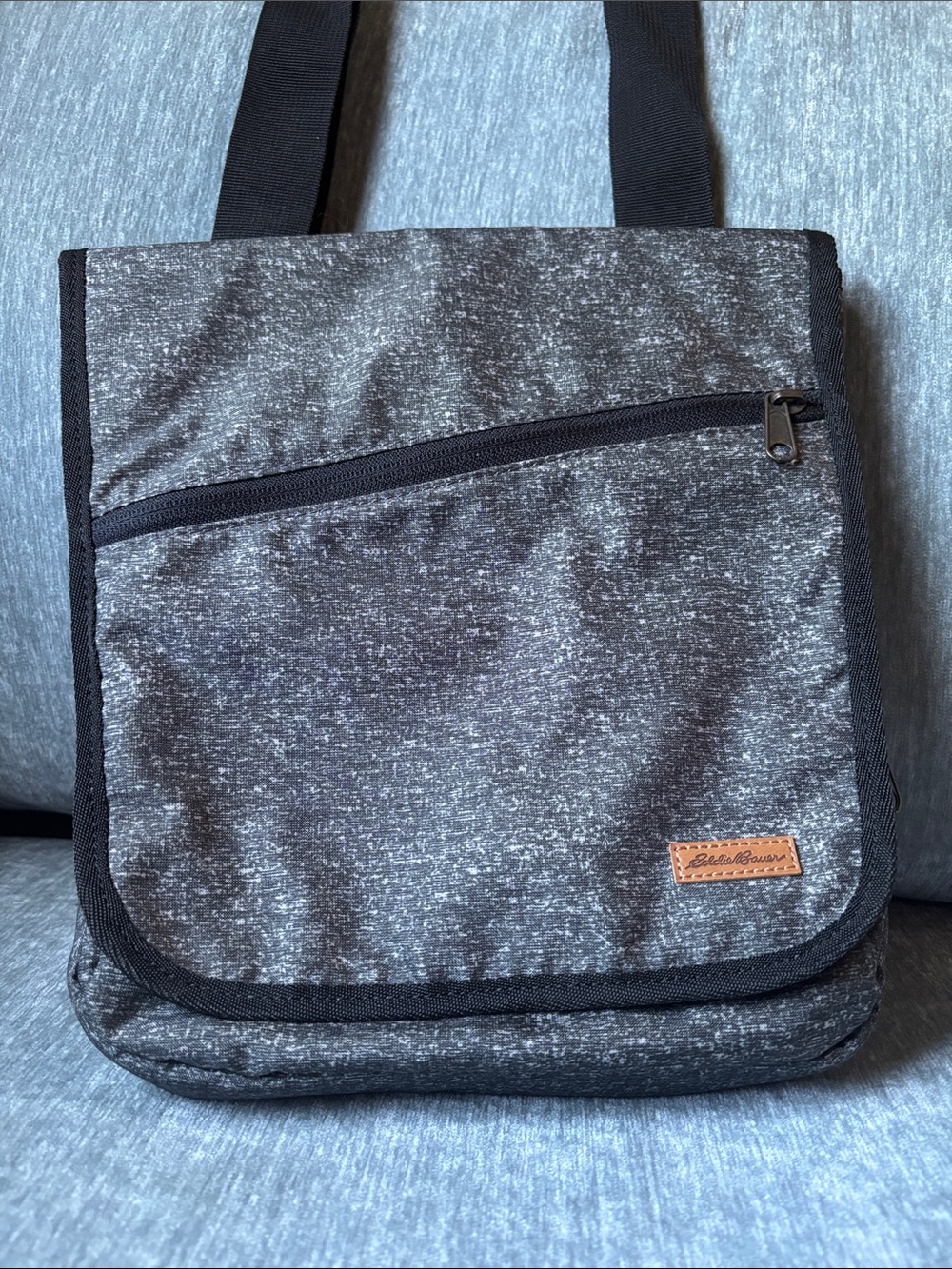 Eddie Bauer Heather Gray Messenger Bag with Black Trim